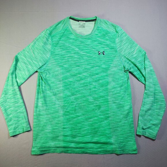 Under Armour Heatgear Threadborne T-shirt Mens size XL green long sleeve - Picture 1 of 9